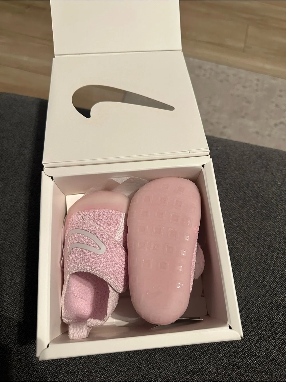 Nike Baby Pink Knit Slip-On Walker Shoes